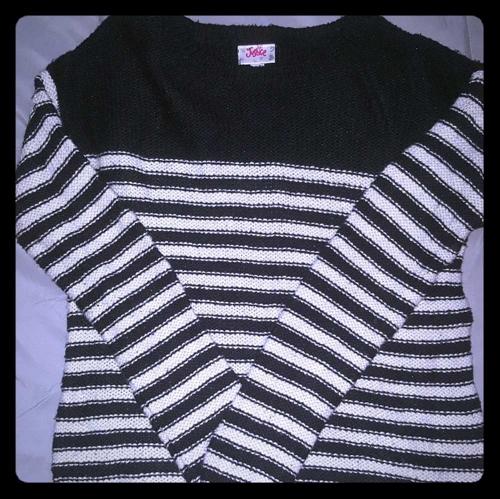 Justice black & white sweater